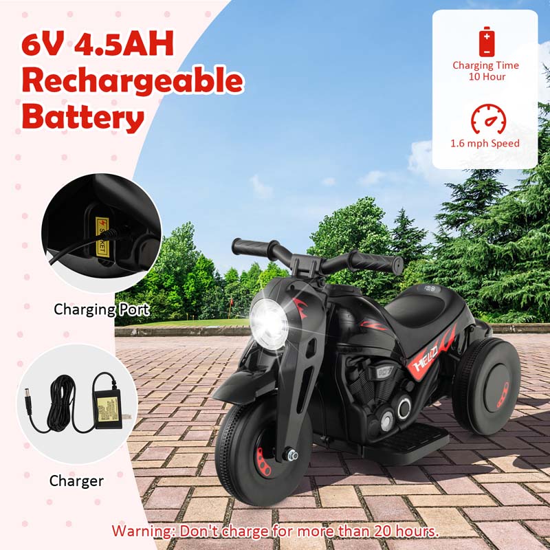 6V Kids Ride On Motorcycle with Bubble Maker, Battery Powered 3-Wheel Electric Motorcycle with LED Headlight & Music for Toddlers Gift