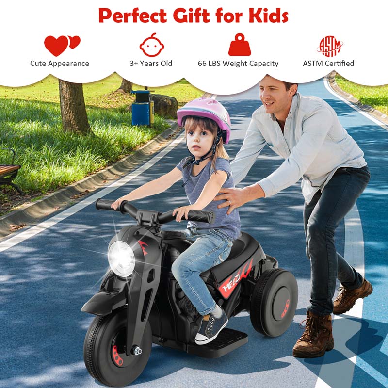 6V Kids Ride On Motorcycle with Bubble Maker, Battery Powered 3-Wheel Electric Motorcycle with LED Headlight & Music for Toddlers Gift