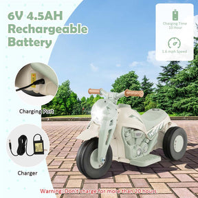 6V Kids Ride On Motorcycle with Bubble Maker, Battery Powered 3-Wheel Electric Motorcycle with LED Headlight & Music for Toddlers Gift