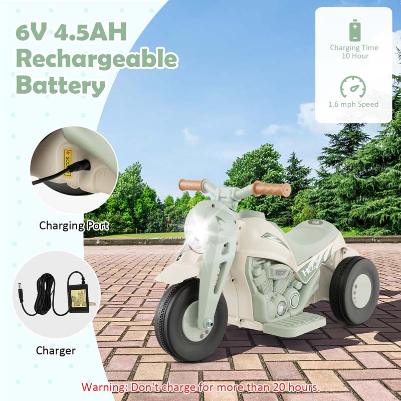 6V Kids Ride On Motorcycle with Bubble Maker, Battery Powered 3-Wheel Electric Motorcycle with LED Headlight & Music for Toddlers Gift