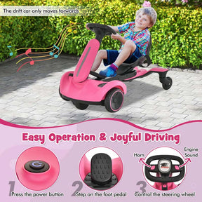 Kids Ride On Drift Car with 360° Spin & 2 Adjustable Heights , 6V Battery Powered Electric Vehicle Toddler Ride On Car Toy Gift