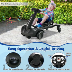 Kids Ride On Drift Car with 360° Spin & 2 Adjustable Heights , 6V Battery Powered Electric Vehicle Toddler Ride On Car Toy Gift