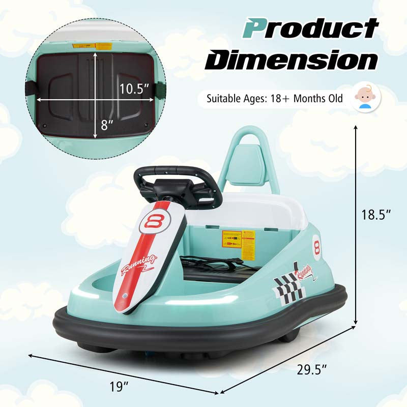 Toddler Ride on Bumper Car for Kids, 6V Electric Ride on Toy w/ 360° Spinning, Dual Motors, 2 Speeds, Music & LED Lights