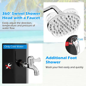 7.5 FT 15.9 Gallon Solar Heated Outdoor Shower with Shower Head & Foot Shower Tap, Freestanding Outside Shower for Backyard Poolside Beach