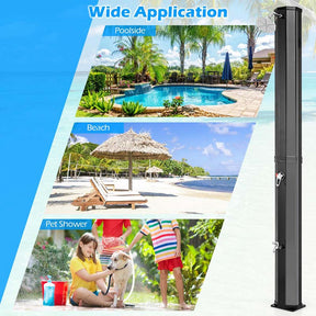 7.5 FT 15.9 Gallon Solar Heated Outdoor Shower with Shower Head & Foot Shower Tap, Freestanding Outside Shower for Backyard Poolside Beach