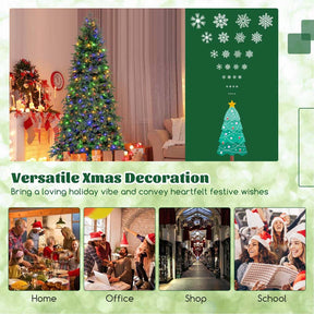 6/7.5 FT Pre-Lit Artificial Christmas Tree, PE/PVC Mixed Tips, Hinged Xmas Tree with Remote, 11 Color-Changing LED Modes, Timer & Metal Stand