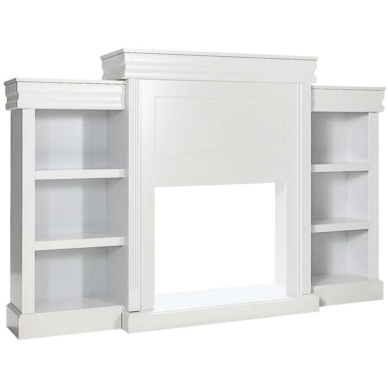70" Fireplace Mantel TV Stand with Storage Shelves, Freestanding Wood Media Console for 28.5" Fireplace Insert, Living Room & Bedroom