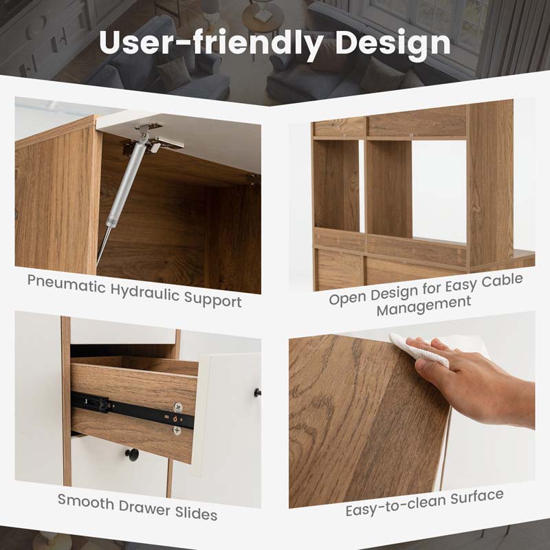 71" Tall Kitchen Pantry Cabinet, Buffet Hutch with 3 Deep Drawers, 4-Door Storage Cupboard, Microwave Stand & Adjustable Shelves, Freestanding