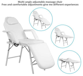 73" Portable 3 Folding Massage Bed Spa Table with Carry Case, Adjustable Massage Table for Tattoo Salon Facial