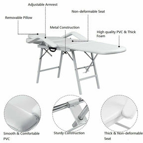 73" Portable 3 Folding Massage Bed Spa Table with Carry Case, Adjustable Massage Table for Tattoo Salon Facial