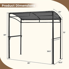 7x4.5 FT Outdoor Patio Grill Gazebo, Curved BBQ Canopy Shelter with Serving Shelves, Storage Hooks & Heavy-Duty Steel Frame for Backyard Garden