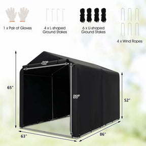 7x5.2Ft Heavy-Duty Outdoor Storage Shed Tent with Waterproof Cover & Roll-Up Zipper Door, Portable Shelter for Bikes, Garden Tools & Motorcycles