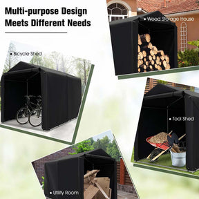 7x5.2Ft Heavy-Duty Outdoor Storage Shed Tent with Waterproof Cover & Roll-Up Zipper Door, Portable Shelter for Bikes, Garden Tools & Motorcycles