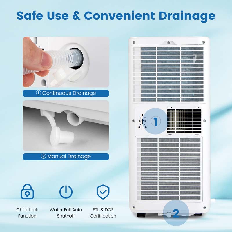 8000 BTU 3-in-1 Portable Air Conditioner Personal AC Unit with Dehumidifier, Fan Mode, Child Lock