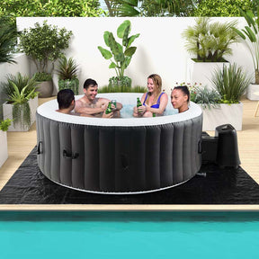 2-6 Person Inflatable Hot Tub with 110/130 Air Jets, Heater Pump & Insulated Cover, Portable Outdoor Blow-Up Spa for Backyard