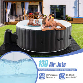 2-6 Person Inflatable Hot Tub with 110/130 Air Jets, Heater Pump & Insulated Cover, Portable Outdoor Blow-Up Spa for Backyard