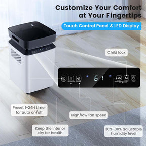 90-Pint Dehumidifier for Basement Home, 6000 Sq.Ft Dehumidifier with Drain Hose, Pump, 2.2 Gal Water Tank, 24H Timer
