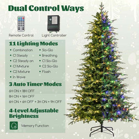 6/7.5/9 FT Pre-lit Artificial Christmas Tree with 260/380/560 Multicolor Lights, 714/1162/1770 Branch Tips, 11 Lighting Modes, Remote & Timer