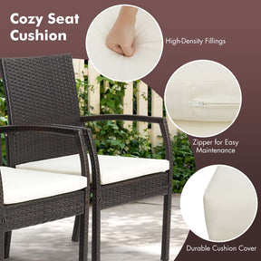 9Pcs Patio Rattan Dining Furniture Set with Acacia Wood Table, Outdoor Table Chairs Set with Cushions and 1.9" Umbrella Hole