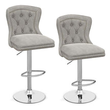 Dutch Velvet Swivel Bar Stools Set of 2, Adjustable Height Bar Chair with Footrest & Metal Base for Kitchen Island, Home & Pub