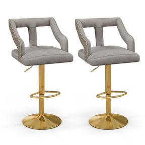 Adjustable Swivel Bar Stools Set of 2/4 with Back & Electroplated Metal Base, Dutch Velvet Dining Chairs for Kitchen Island, Home Bar