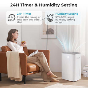 52 Pint Dehumidifier for Home Basement, 4500 Sq.Ft Portable Dehumidifier with Auto Drain, Clothes Drying Mode, Auto Defrost, 24H Timer & Child Lock