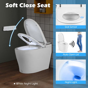 Elongated Smart Toilet with Built-in Bidet, Heated Seat, Auto Open/Close, Foot Sensor, Dryer, Night Light & 1.09 GPF Automatic/Blackout Flush