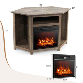 Modern Corner Fireplace TV Stand with LED Lights for TVs up to 50", Entertainment Center with Electric Fireplace & APP Control