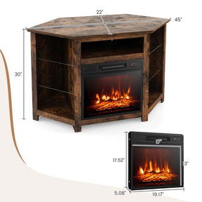 Modern Corner Fireplace TV Stand with LED Lights for TVs up to 50", Entertainment Center with Electric Fireplace & APP Control
