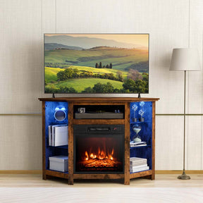 Modern Corner Fireplace TV Stand with LED Lights for TVs up to 50", Entertainment Center with Electric Fireplace & APP Control