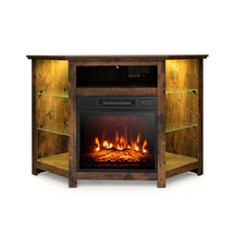 Modern Corner Fireplace TV Stand with LED Lights for TVs up to 50", Entertainment Center with Electric Fireplace & APP Control