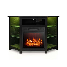 Modern Corner Fireplace TV Stand with LED Lights for TVs up to 50", Entertainment Center with Electric Fireplace & APP Control