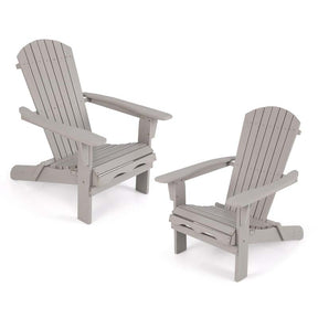 Set of 2 Folding Adirondack Chairs with High Backrest & Wide Armrests, All-Weather Fir Wood Patio Fire Pit Chairs for Backyard, Lawn, Poolside