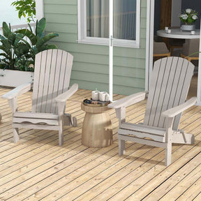 Set of 2 Folding Adirondack Chairs with High Backrest & Wide Armrests, All-Weather Fir Wood Patio Fire Pit Chairs for Backyard, Lawn, Poolside