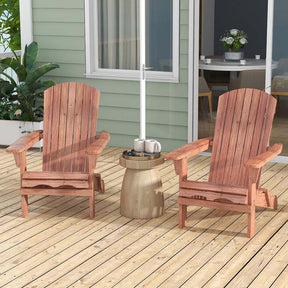 Set of 2 Folding Adirondack Chairs with High Backrest & Wide Armrests, All-Weather Fir Wood Patio Fire Pit Chairs for Backyard, Lawn, Poolside