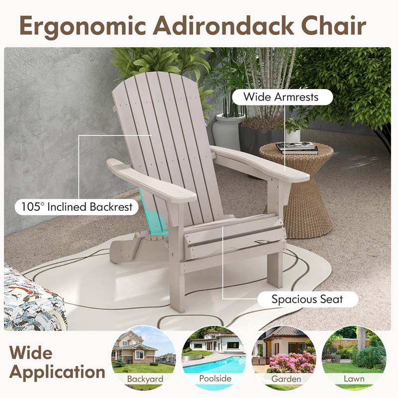 Set of 2 Folding Adirondack Chairs with High Backrest & Wide Armrests, All-Weather Fir Wood Patio Fire Pit Chairs for Backyard, Lawn, Poolside