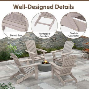 Set of 2 Folding Adirondack Chairs with High Backrest & Wide Armrests, All-Weather Fir Wood Patio Fire Pit Chairs for Backyard, Lawn, Poolside