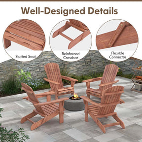 Set of 2 Folding Adirondack Chairs with High Backrest & Wide Armrests, All-Weather Fir Wood Patio Fire Pit Chairs for Backyard, Lawn, Poolside