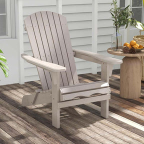 Set of 2 Folding Adirondack Chairs with High Backrest & Wide Armrests, All-Weather Fir Wood Patio Fire Pit Chairs for Backyard, Lawn, Poolside