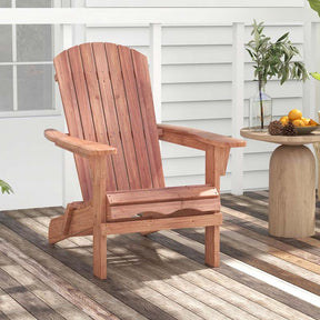 Set of 2 Folding Adirondack Chairs with High Backrest & Wide Armrests, All-Weather Fir Wood Patio Fire Pit Chairs for Backyard, Lawn, Poolside