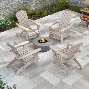 Set of 2 Folding Adirondack Chairs with High Backrest & Wide Armrests, All-Weather Fir Wood Patio Fire Pit Chairs for Backyard, Lawn, Poolside