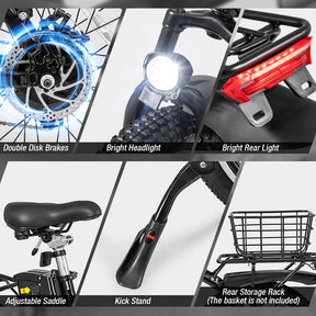 Folding Electric Bike for Adults with 20" Fat Tires, 750W Brushless Motor, 30MPH, 44-Mile Range, LCD Display & Fork Suspension for Snow/Sand Commuting