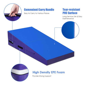 Folding Incline Gymnastics Wedge Mat with Carrying Handles, Gym Fitness Tumbling Mat for Training Home Exercise Aerobics