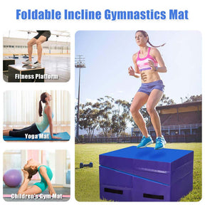 Folding Incline Gymnastics Wedge Mat with Carrying Handles, Gym Fitness Tumbling Mat for Training Home Exercise Aerobics
