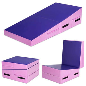 Folding Incline Gymnastics Wedge Mat with Carrying Handles, Gym Fitness Tumbling Mat for Training Home Exercise Aerobics