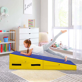 Folding Incline Gymnastics Wedge Mat with Carrying Handles, Gym Fitness Tumbling Mat for Training Home Exercise Aerobics