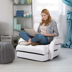 Folding Lazy Sofa Floor Chair with 6-Position Adjustable Backrest, Lumbar Pillow & Armrests, Indoor Chaise Lounge Sofa for Gaming, Living Room