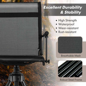 360° Silent Swivel Folding Hunting Blind Chair for Shooting Fishing, Portable Sniper Seat with 4 Adjustable Legs, All-Terrain Foot Pads
