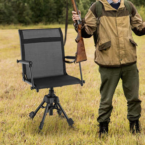 360° Silent Swivel Folding Hunting Blind Chair for Shooting Fishing, Portable Sniper Seat with 4 Adjustable Legs, All-Terrain Foot Pads