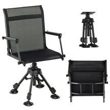 360° Silent Swivel Folding Hunting Blind Chair for Shooting Fishing, Portable Sniper Seat with 4 Adjustable Legs, All-Terrain Foot Pads